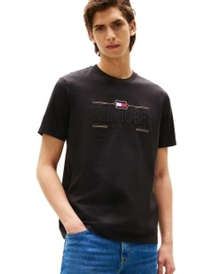 Tonal Logo Embroidery T-shirt in Black