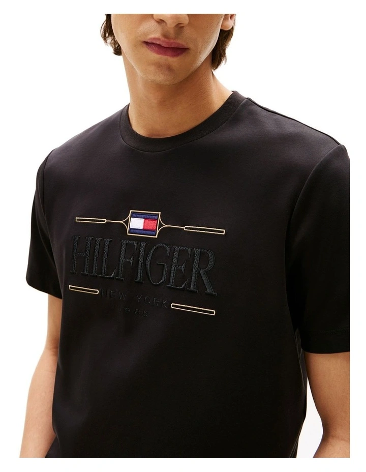 Tonal Logo Embroidery T-shirt in Black image 3
