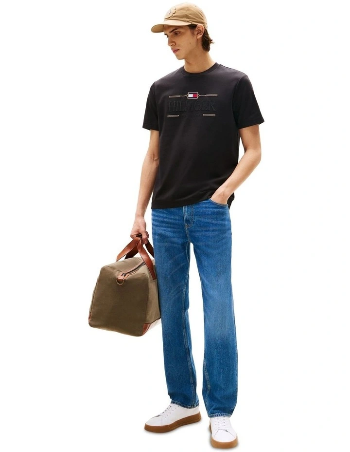 Tonal Logo Embroidery T-shirt in Black image 4
