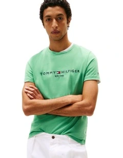 Logo Embroidery Slim T-Shirt in Green