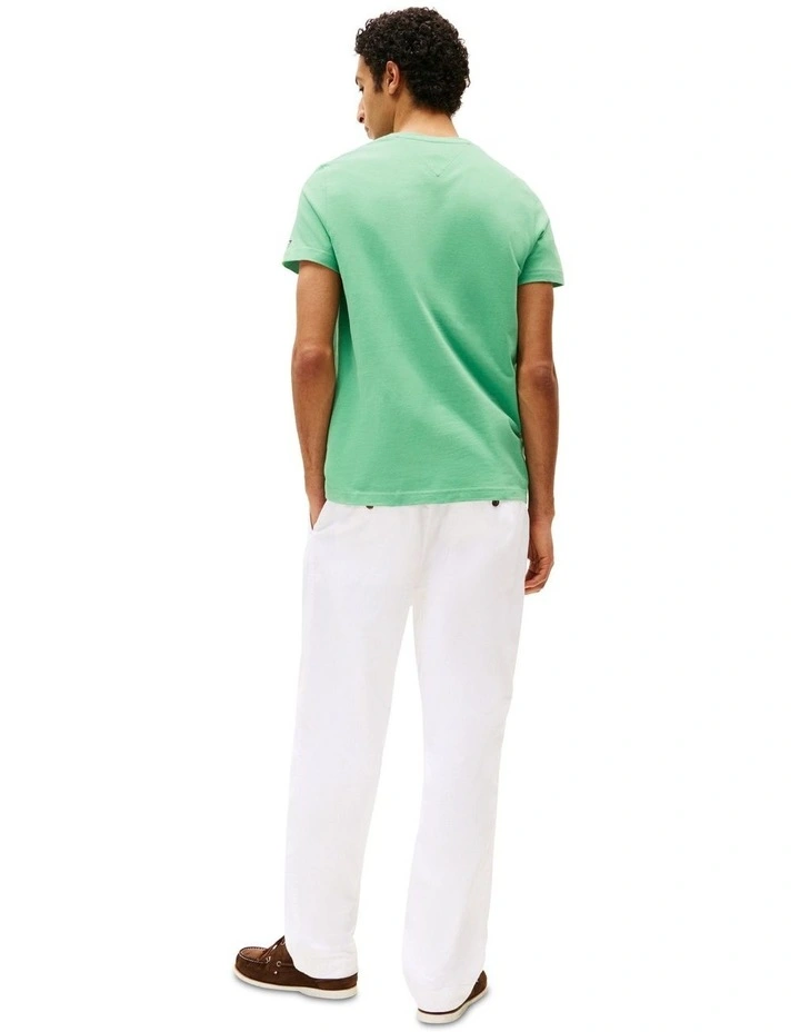 Logo Embroidery Slim T-Shirt in Green image 2
