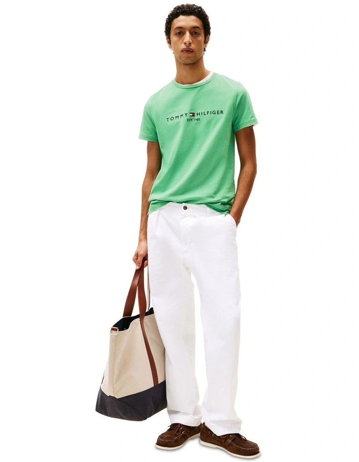 Logo Embroidery Slim T-Shirt in Green image 4