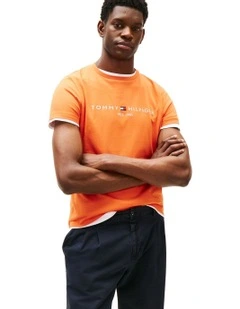 Logo Embroidery Slim T-Shirt in Orange
