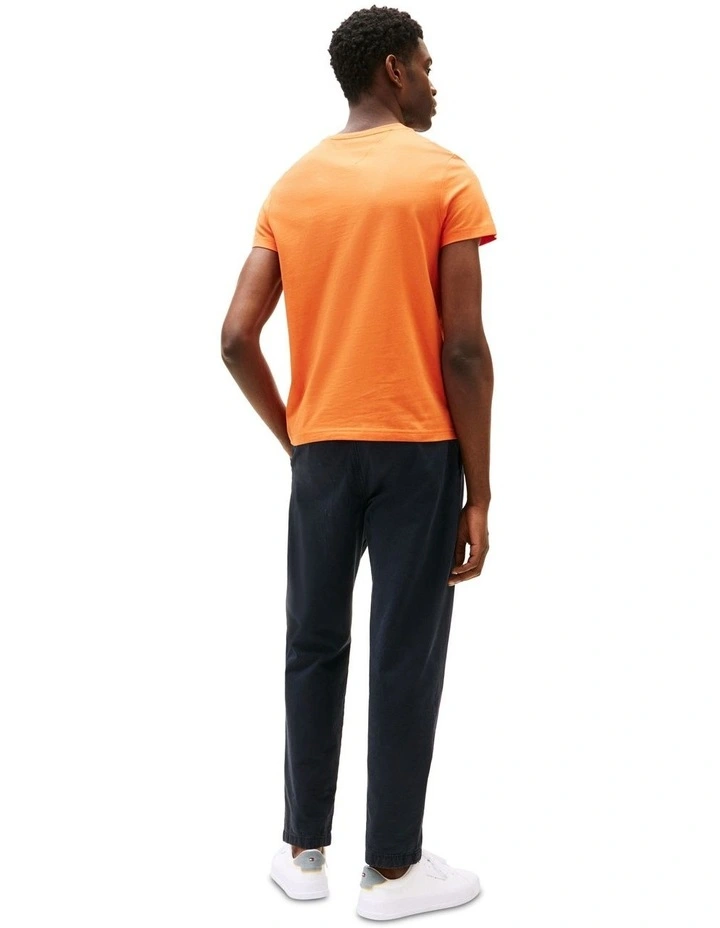 Logo Embroidery Slim T-Shirt in Orange image 2