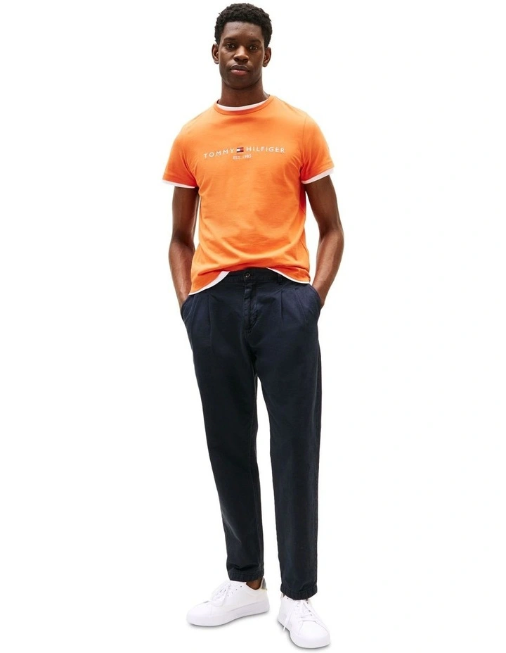 Logo Embroidery Slim T-Shirt in Orange image 4