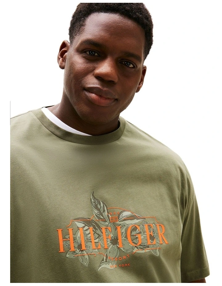 Big & Tall Floral Tee in Green image 3