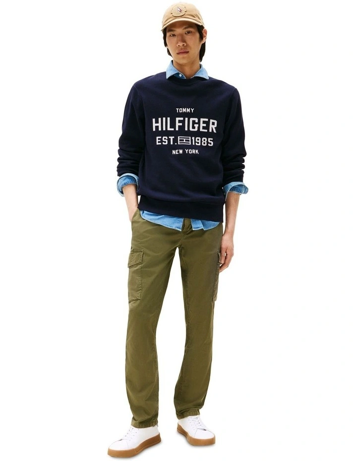 Denton Straight Leg Twill Cargo Trousers in Green image 4