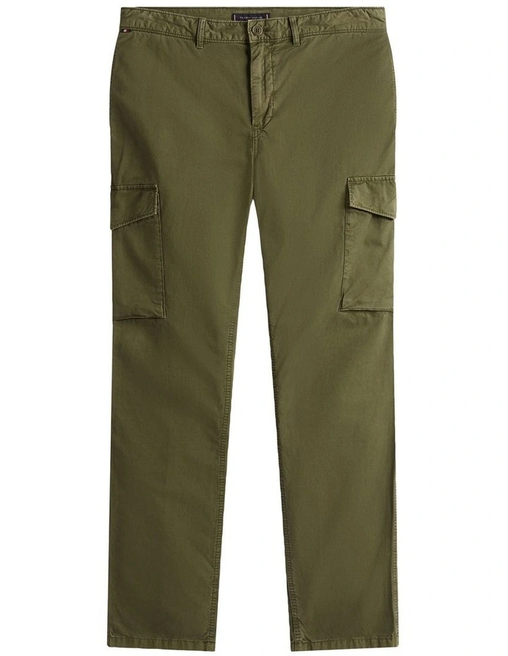 Denton Straight Leg Twill Cargo Trousers in Green image 5