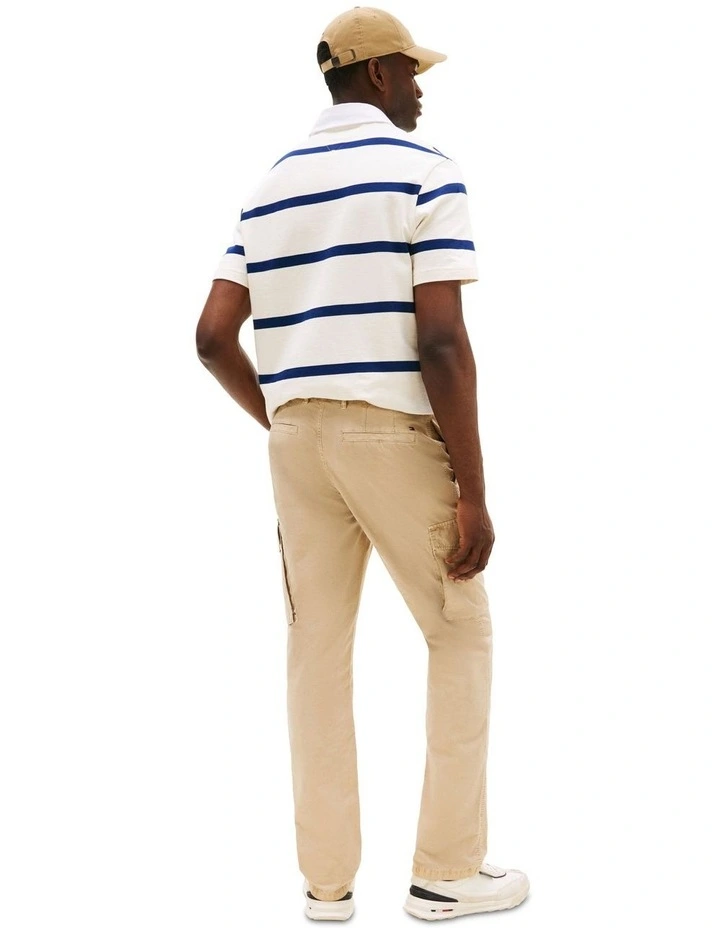 Denton Straight Leg Twill Cargo Trousers in Beige image 2