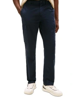 Denton Straight Leg Twill Cargo Trousers in Blue