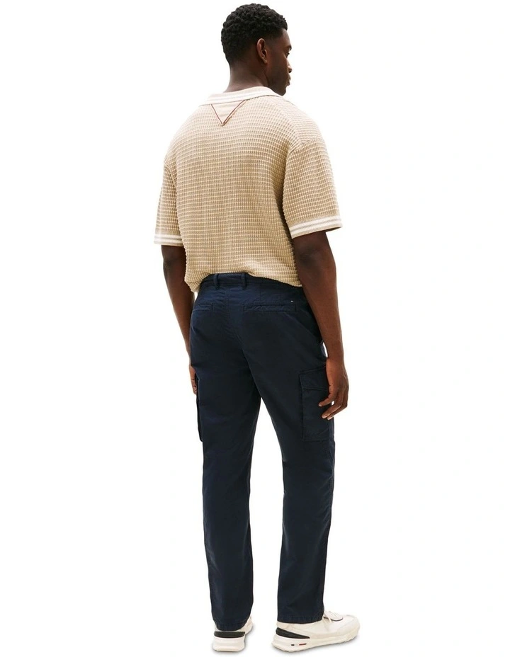 Denton Straight Leg Twill Cargo Trousers in Blue image 2
