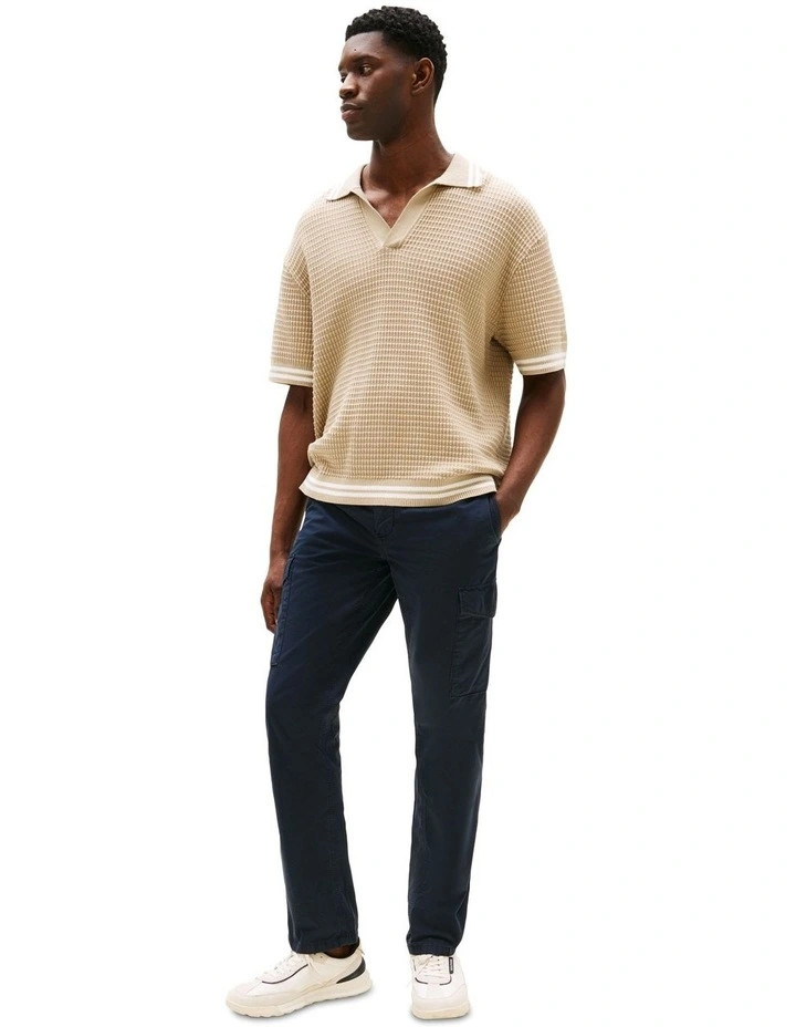 Denton Straight Leg Twill Cargo Trousers in Blue image 4