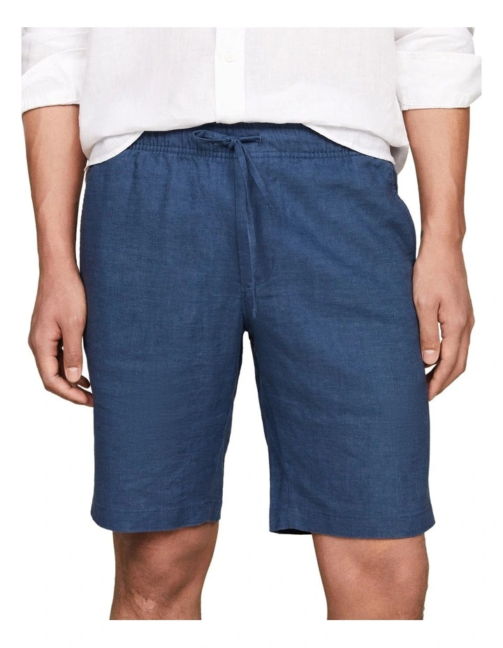 Harlem Drawstring Skinny Fit Chino Shorts in Blue image 1