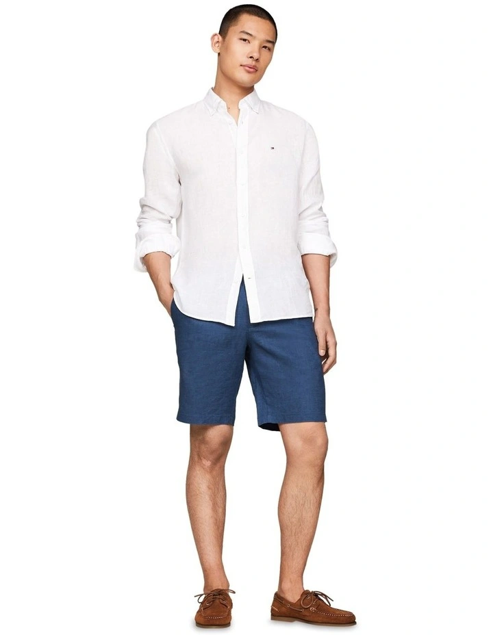 Harlem Drawstring Skinny Fit Chino Shorts in Blue image 3