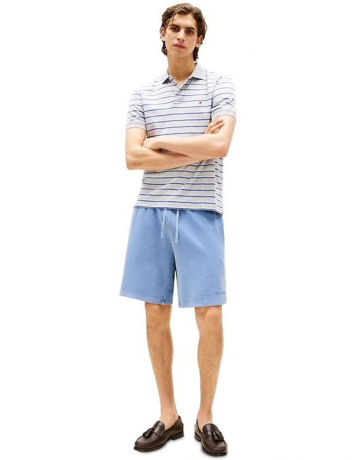 Logo Embroidery Washed Sweat Shorts in Blue image 3