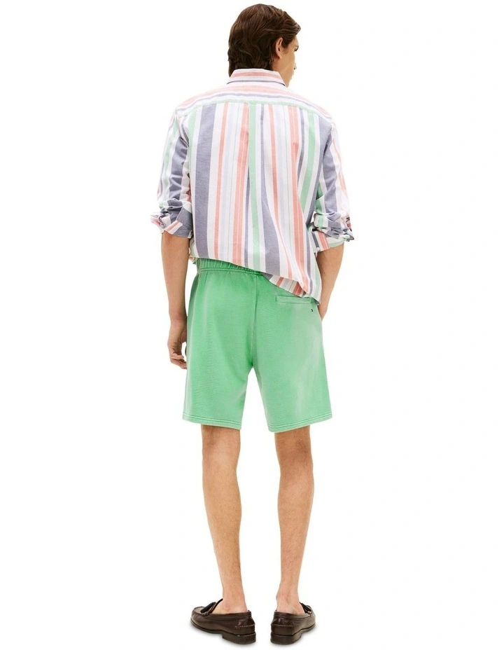 Logo Embroidery Washed Sweat Shorts in Green image 2