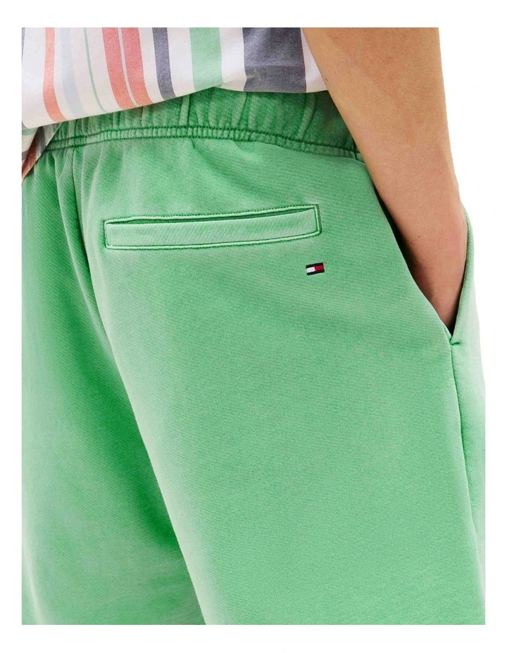 Logo Embroidery Washed Sweat Shorts in Green image 3