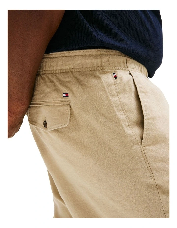 Plus Linen Blend Chino Shorts in Beige image 3