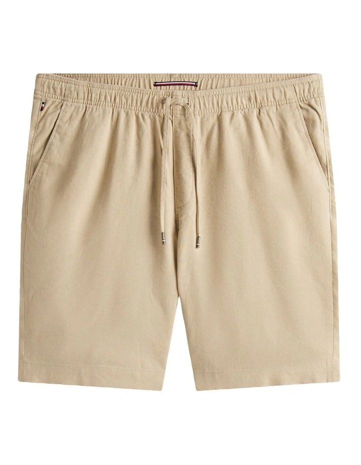 Plus Linen Blend Chino Shorts in Beige image 5