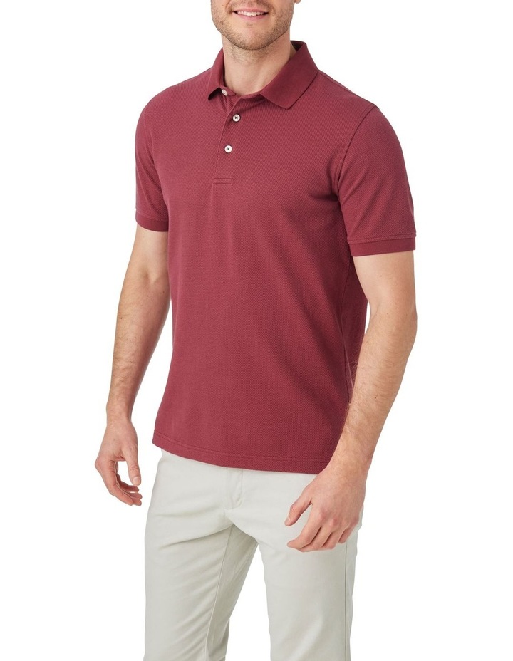 Carter Textured Short Sleeve Polo in Red