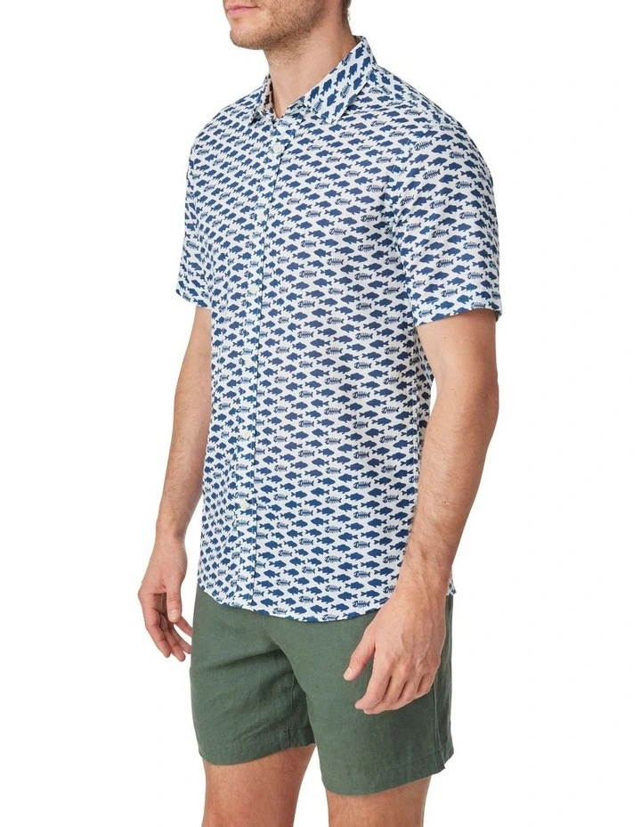 Bartwell Print Short Sleeve Shirt in White image 4