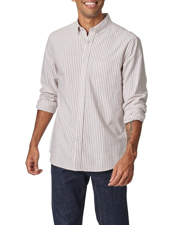Jude Long Sleeve Stripe Shirt Chocolate