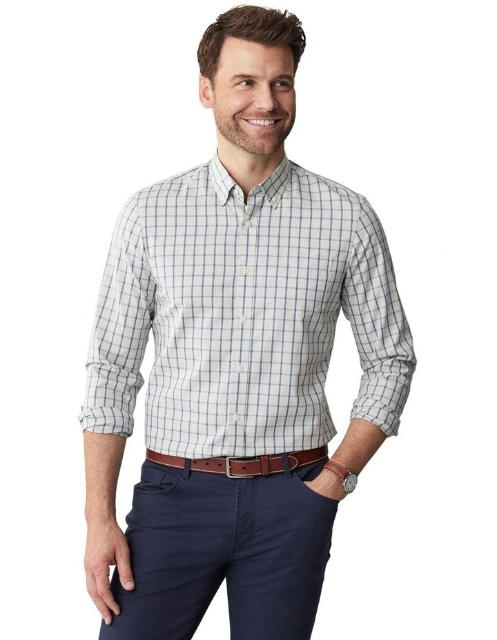 Easy Care Check Long Sleeve Shirt in Grey Melange image 1