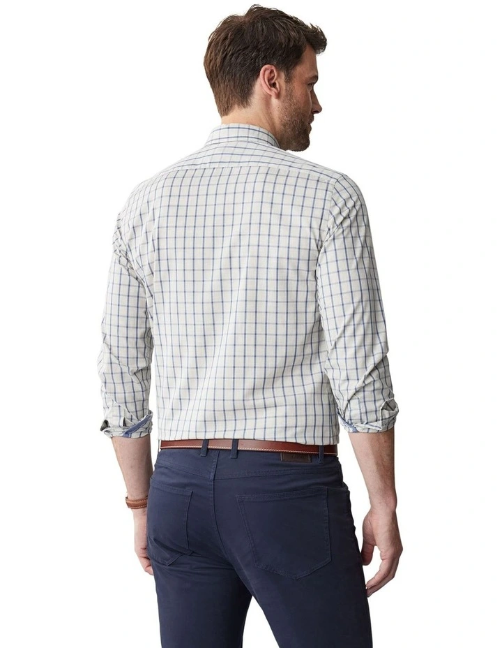 Easy Care Check Long Sleeve Shirt in Grey Melange image 2