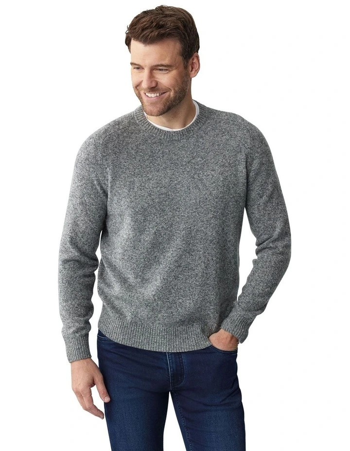Lambswool Crew Neck Knit in Grey Mix image 1
