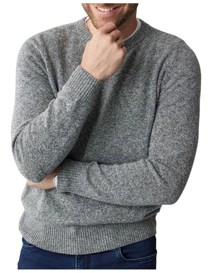 Lambswool Crew Neck Knit in Grey Mix image 4