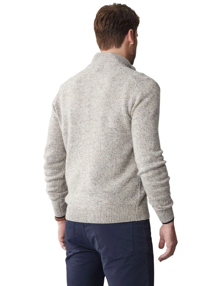 Wool Blend Button Neck Knit in Oatmeal image 2