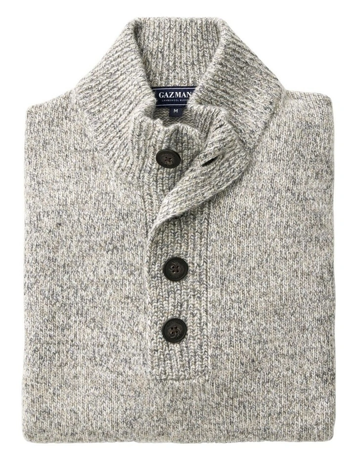 Wool Blend Button Neck Knit in Oatmeal image 6