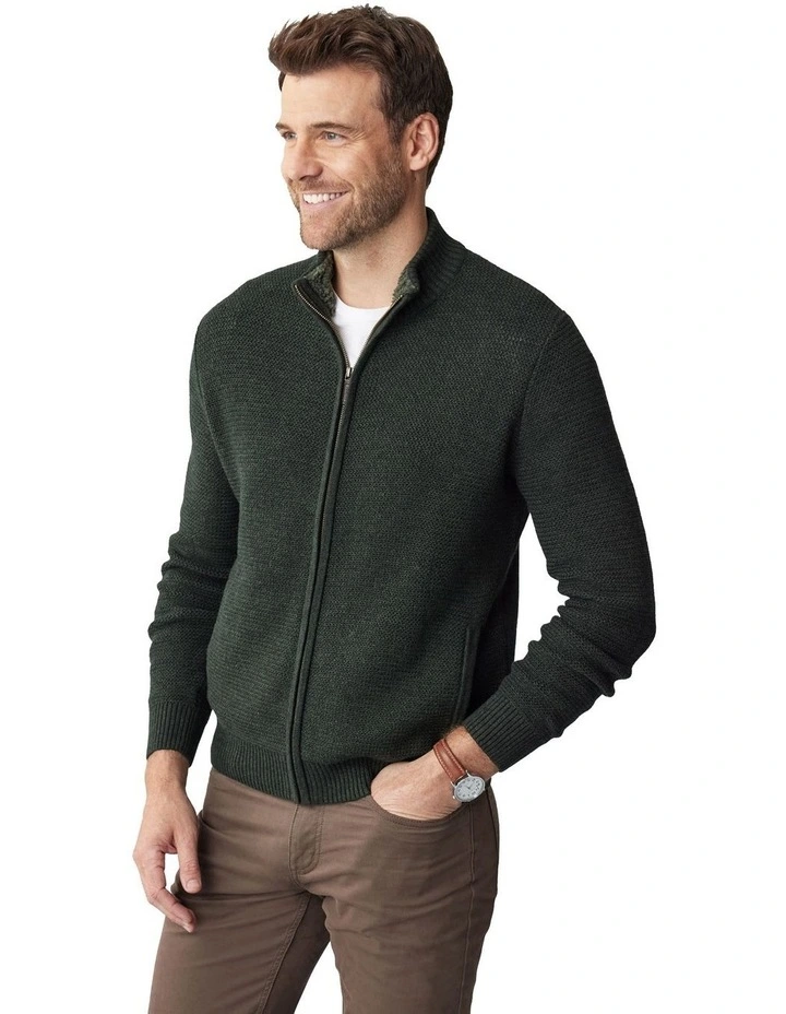 Gazman Zip Through Cardigan In Khaki MYER