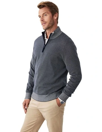 High Flex Twill Half Zip in Navy