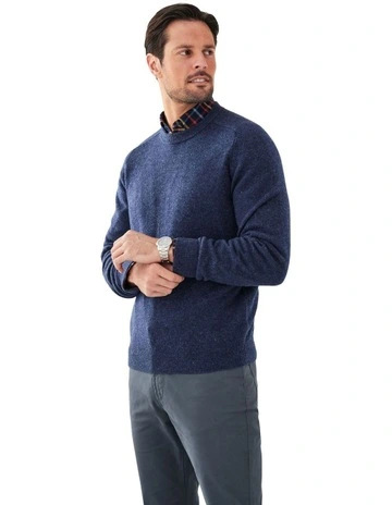 Lambswool Crew Knit Sweater in Denim
