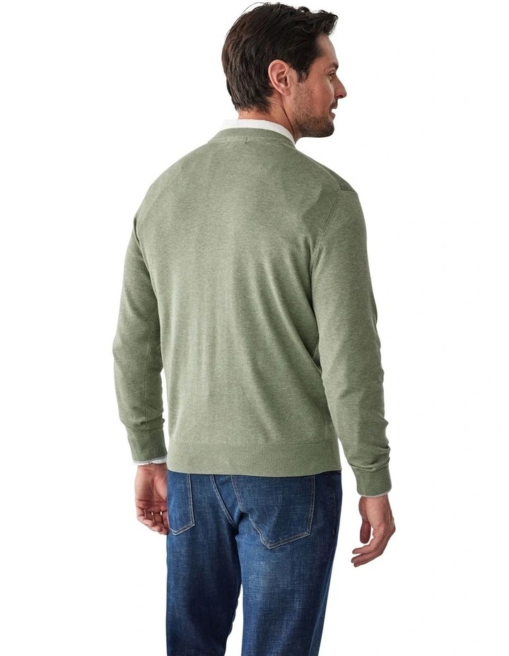 Crew Neck Knit Sweater in Khaki image 2