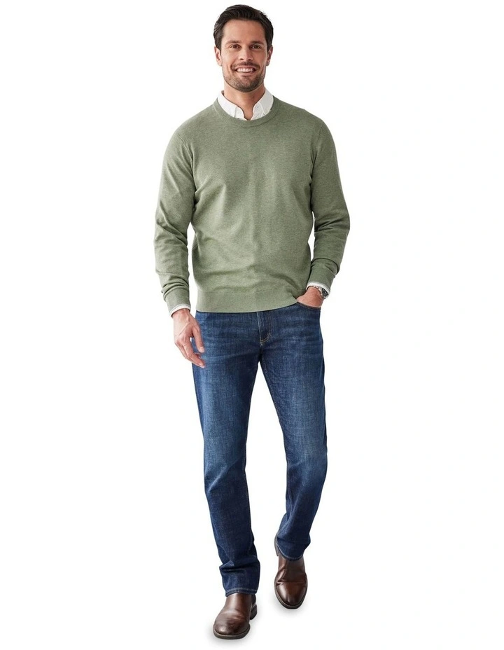 Crew Neck Knit Sweater in Khaki image 5