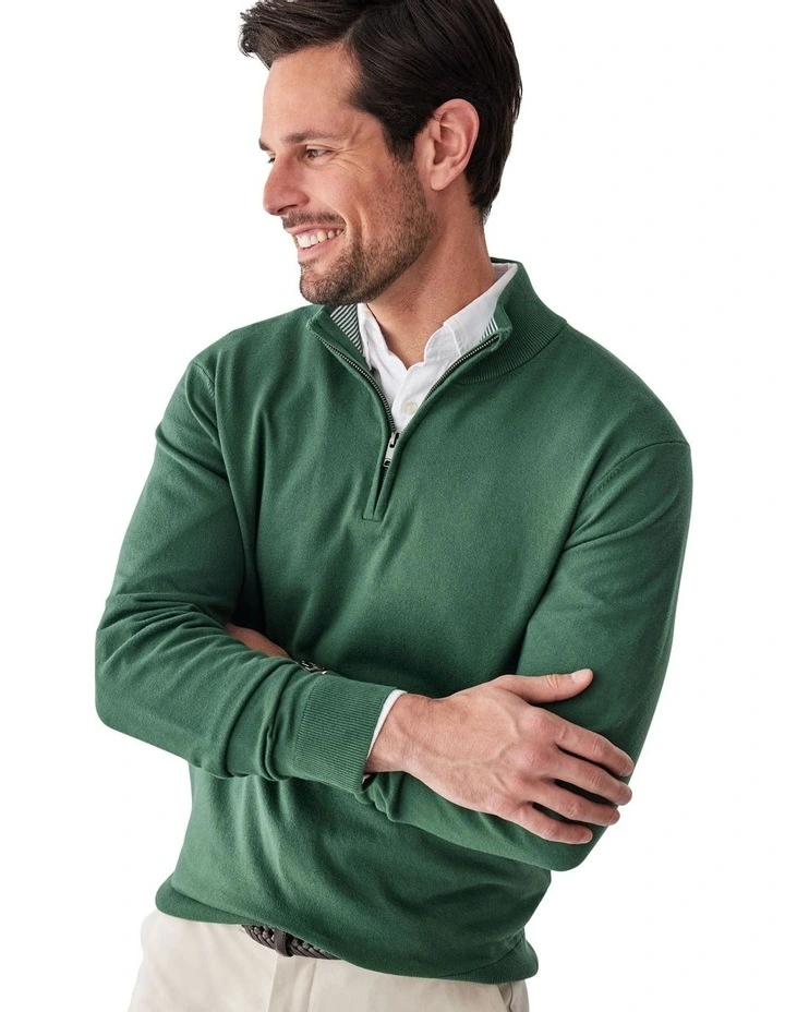 High Flex Half Zip Knitwear in Dark Green image 3