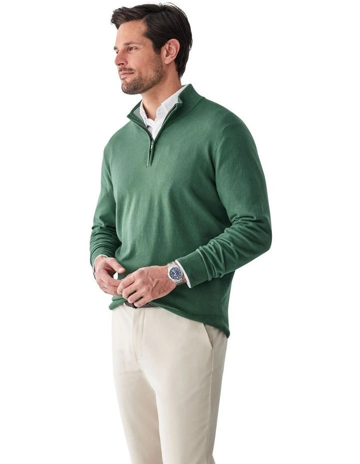 High Flex Half Zip Knitwear in Dark Green image 4