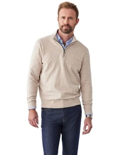 High Flex Half Zip Knitwear in Taupe
