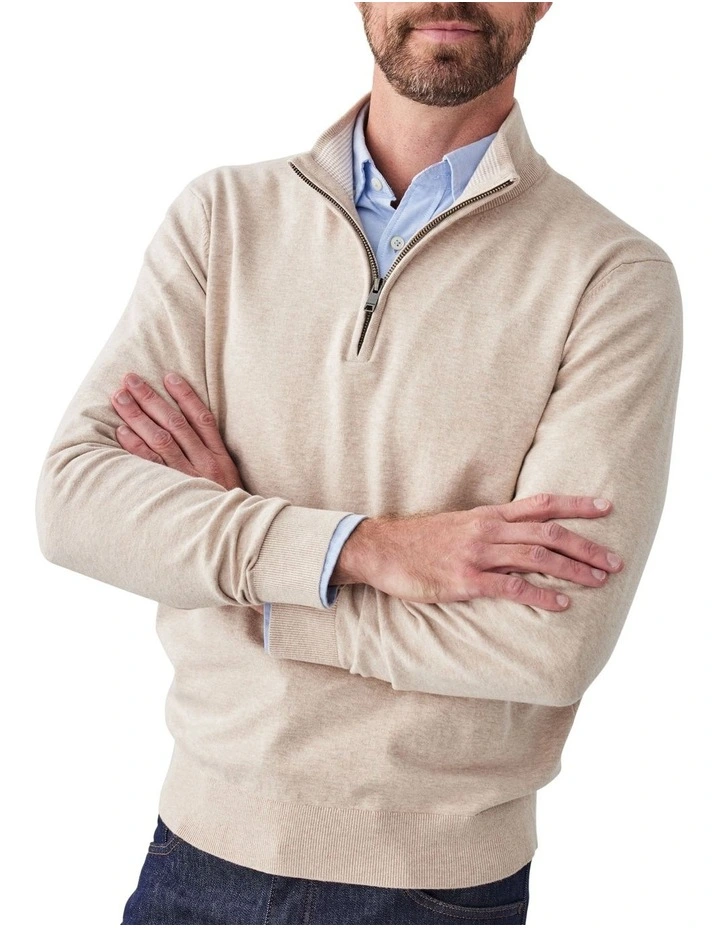 High Flex Half Zip Knitwear in Taupe image 3