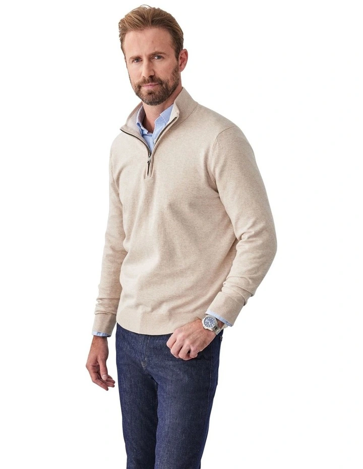 High Flex Half Zip Knitwear in Taupe image 4