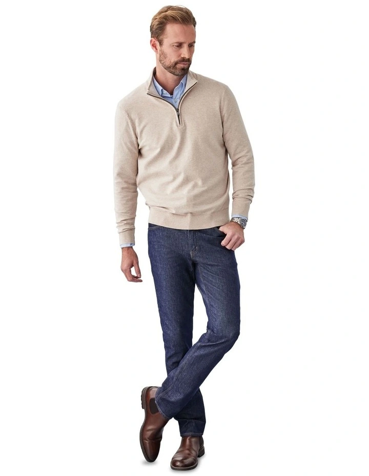 High Flex Half Zip Knitwear in Taupe image 5