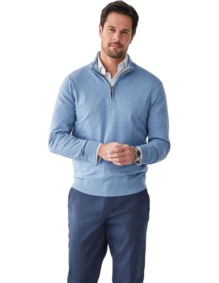 High Flex Half Zip Knitwear in Blue image 1