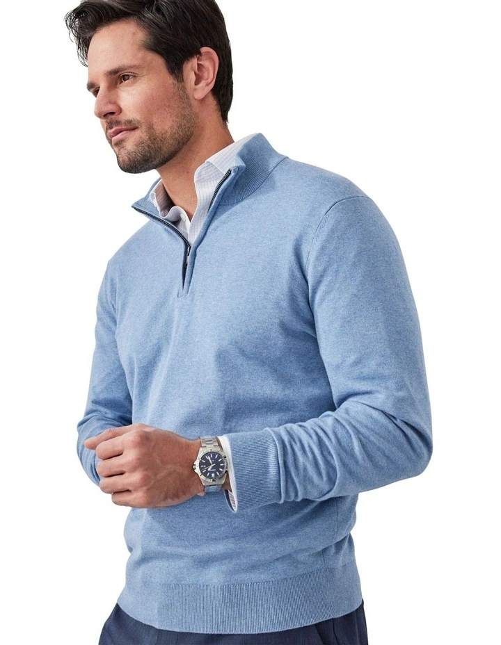 High Flex Half Zip Knitwear in Blue image 3