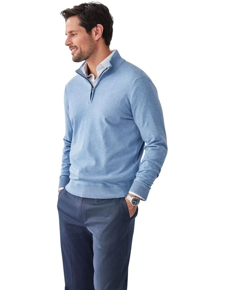 High Flex Half Zip Knitwear in Blue image 4