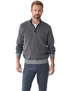 Twill High Flex Half Zip Knit in Navy