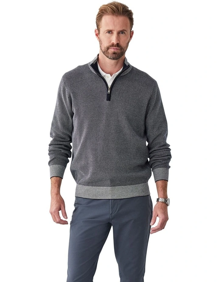 Twill High Flex Half Zip Knit in Navy image 1