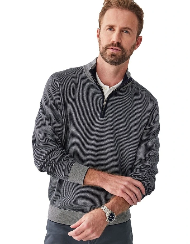 Twill High Flex Half Zip Knit in Navy image 4