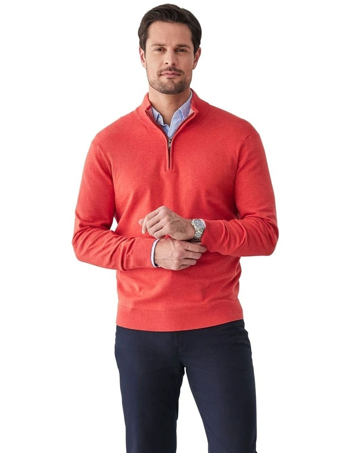 High Flex Half Zip Knitwear in Red image 1